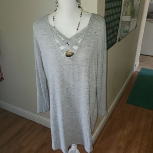 Gray long sleeve sweater dress 2x